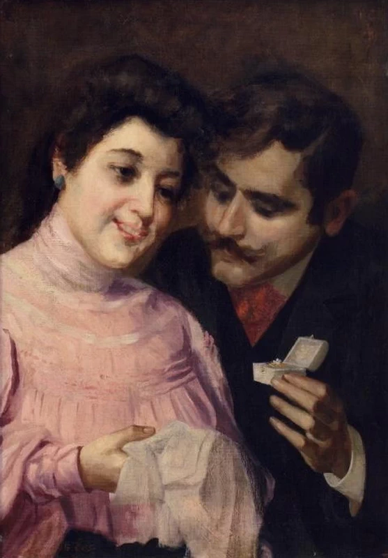 I morosi, o il dono, da 'Temi d'amore nella pittura di Egisto Lencerotto' - pag